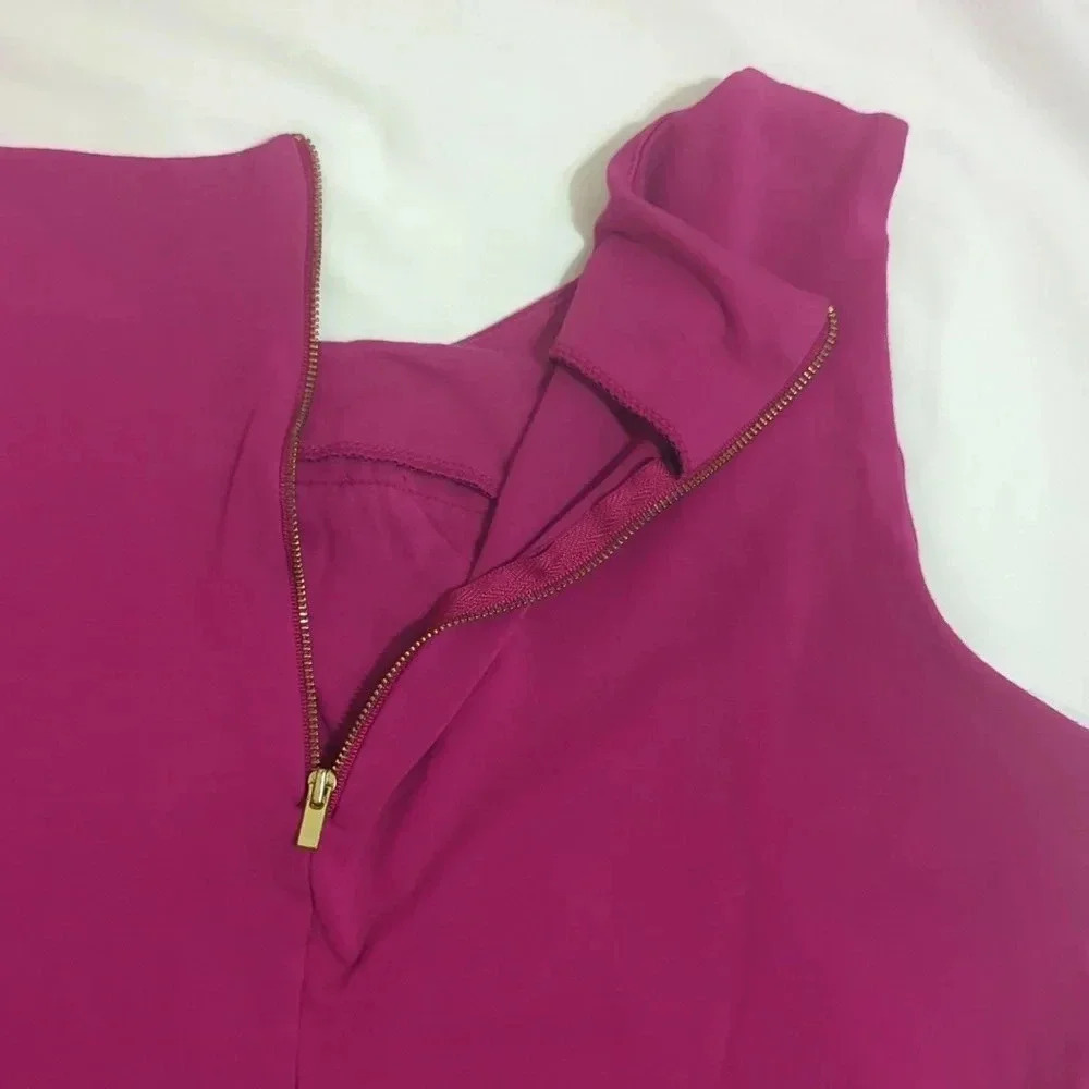 Banana Republic Sleeveless Bowtie Blouse, Color Magenta Size L - Picture 10 of 14